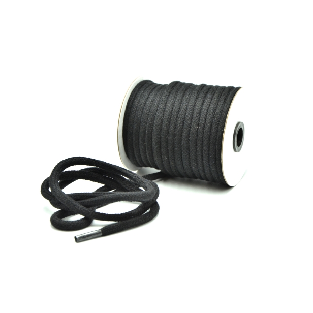 Шнур ХБ плетеный, размер: 6мм, цвет: black, бабина: 25м. Код товара: (1010)